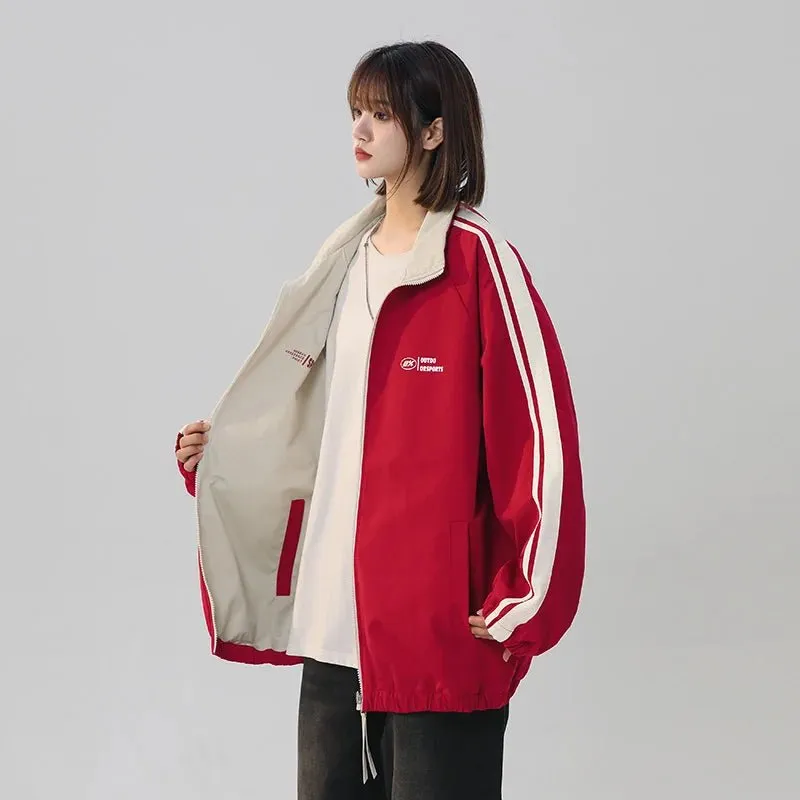 Black Striped Oversized Track Jacket