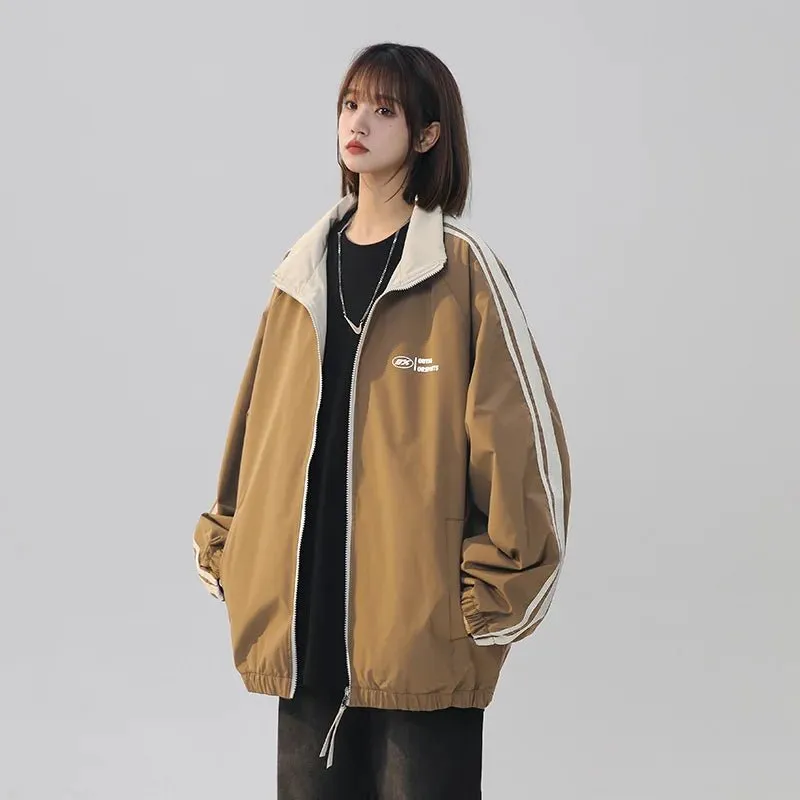 Black Striped Oversized Track Jacket