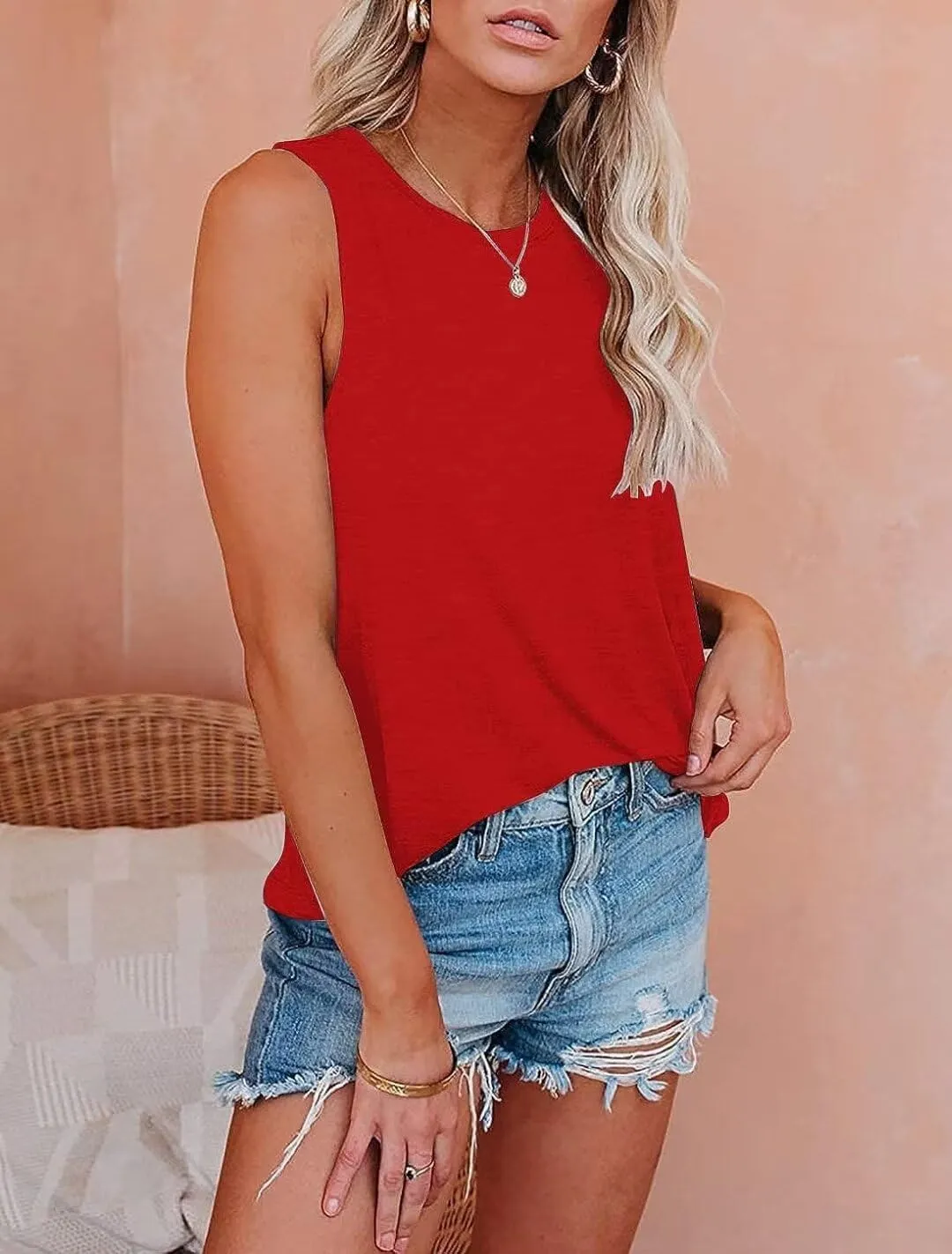 Bliwov Womens Summer Tank Tops Beach Vacation Fashion Outfits Clothes Loose Fit Casual Spring Sleeveless Shirts Blouses