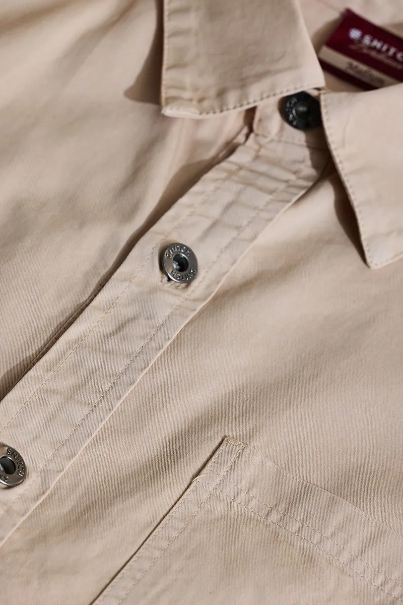 Bordeaux Light Weight Beige Solid Relaxed Fit Overshirt
