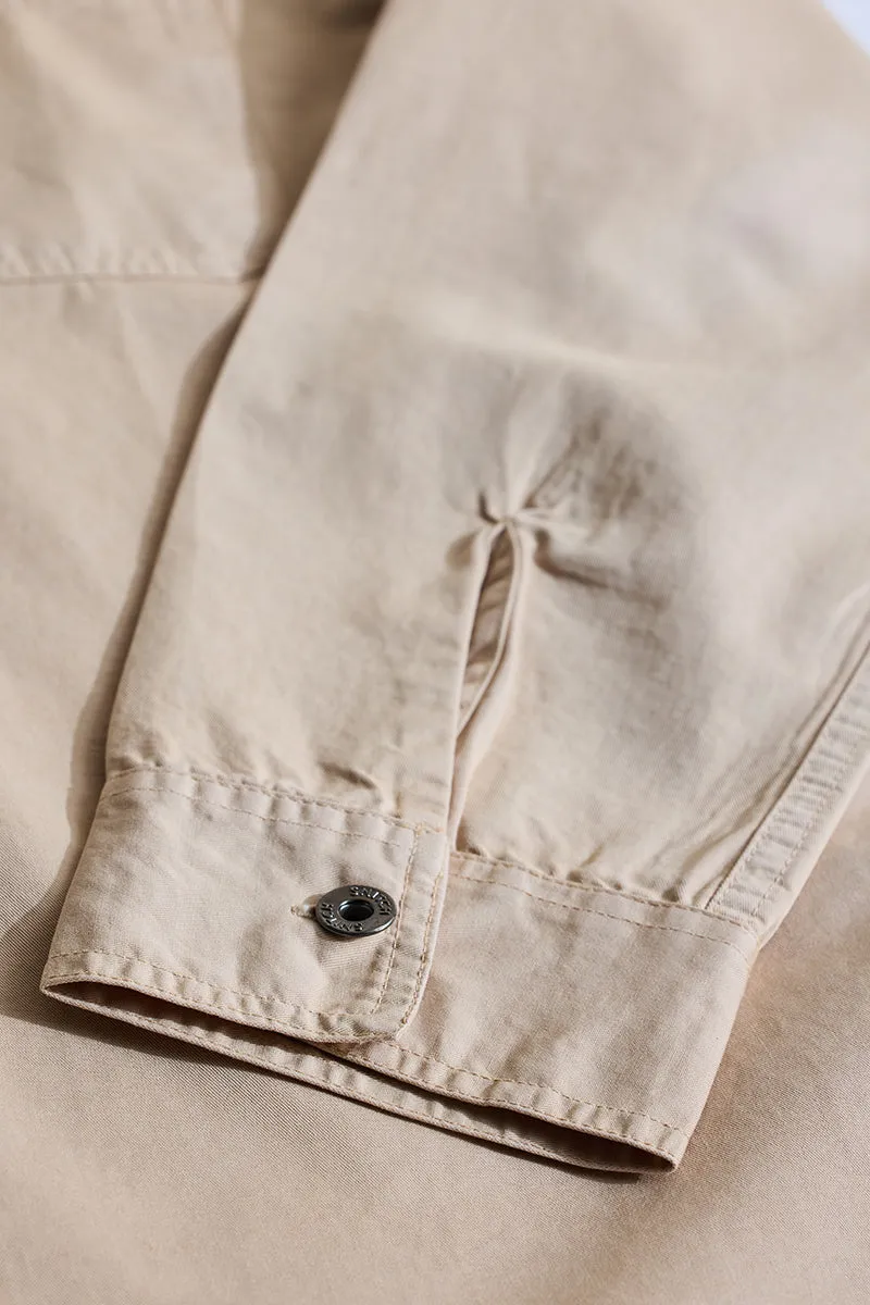 Bordeaux Light Weight Beige Solid Relaxed Fit Overshirt