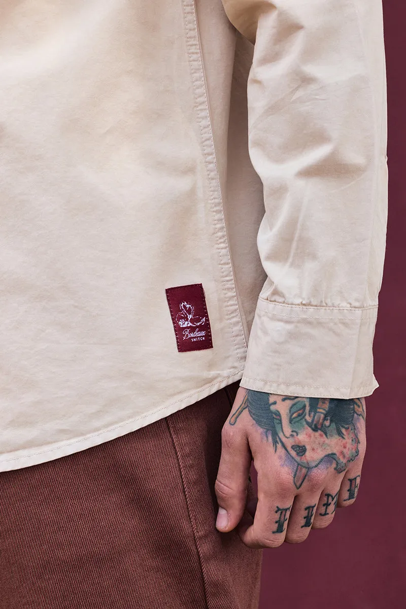 Bordeaux Light Weight Beige Solid Relaxed Fit Overshirt