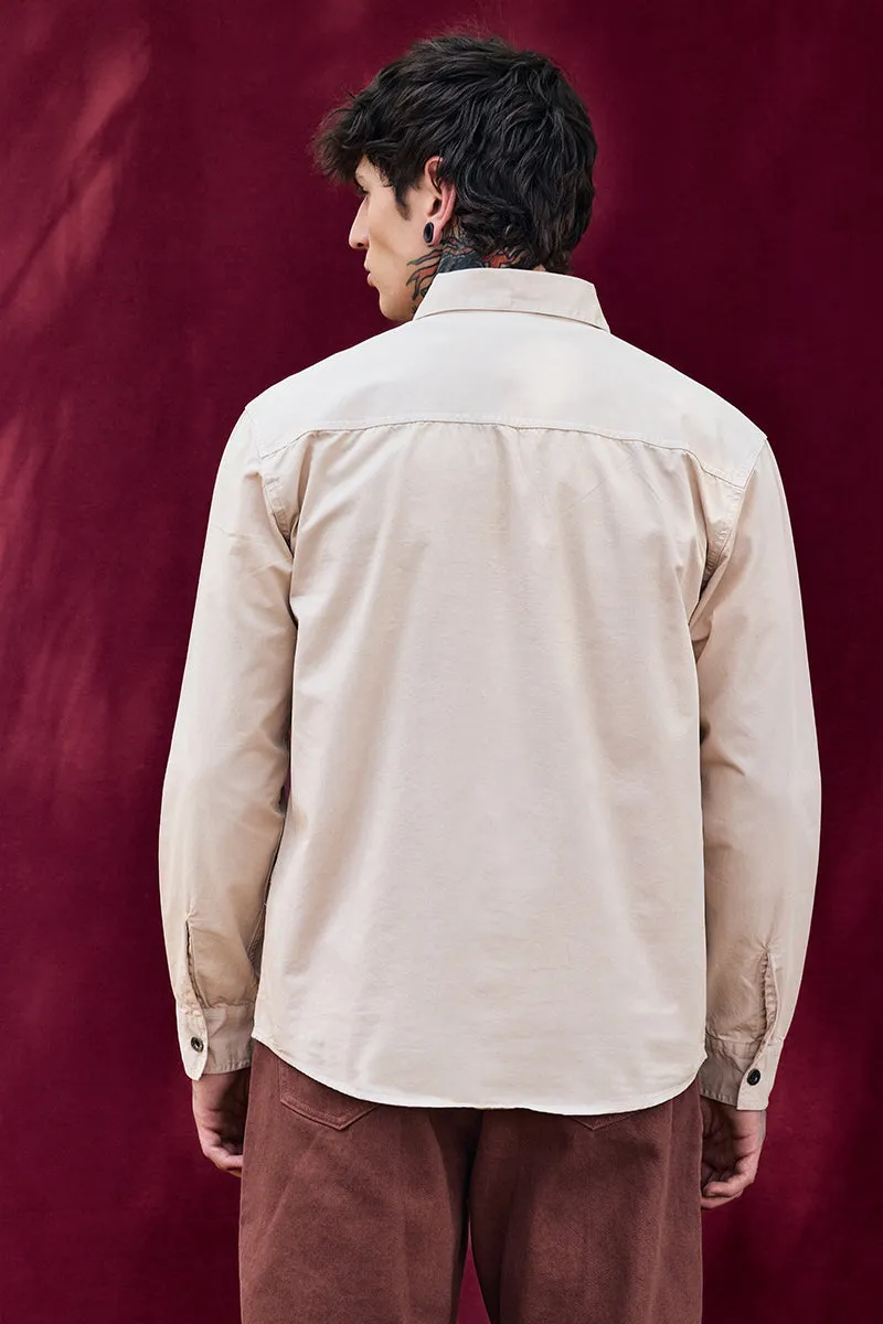 Bordeaux Light Weight Beige Solid Relaxed Fit Overshirt