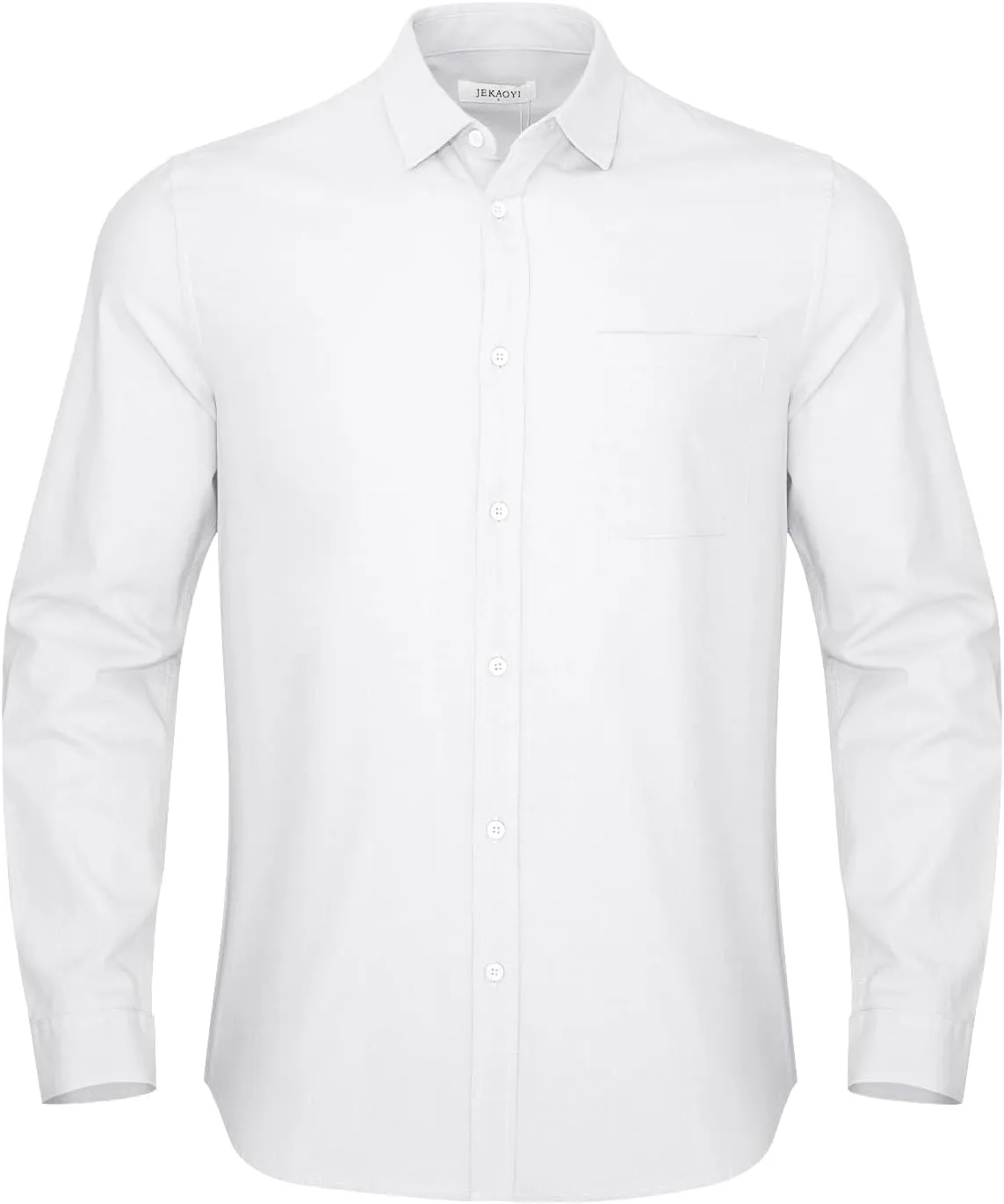Button Down Linen Shirts for Men Casual Long Sleeve Regular Fit Cotton Beach Shirts with Pocket