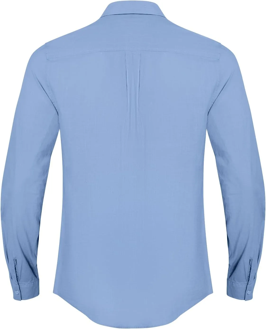 Button Down Linen Shirts for Men Casual Long Sleeve Regular Fit Cotton Beach Shirts with Pocket