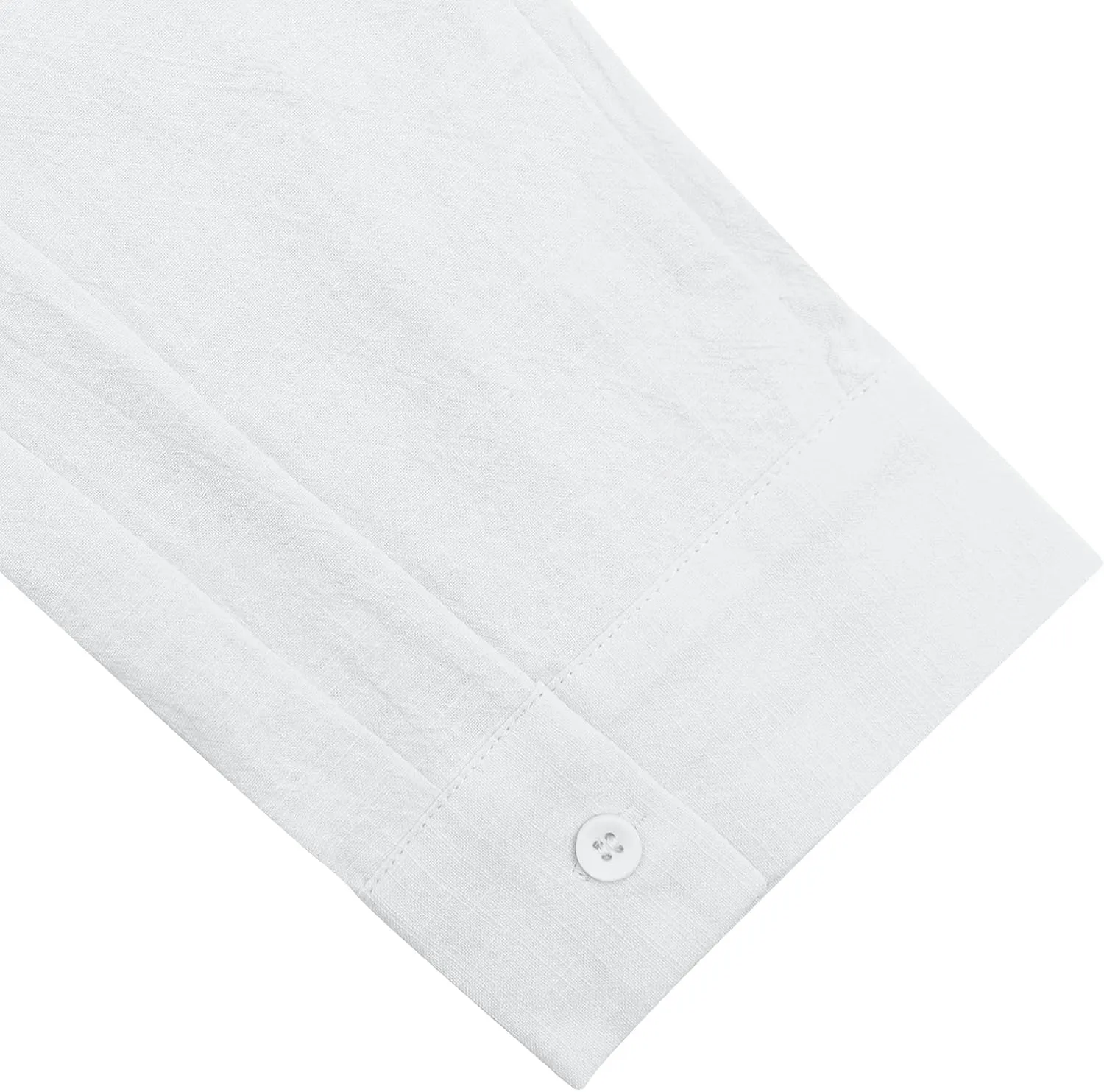 Button Down Linen Shirts for Men Casual Long Sleeve Regular Fit Cotton Beach Shirts with Pocket