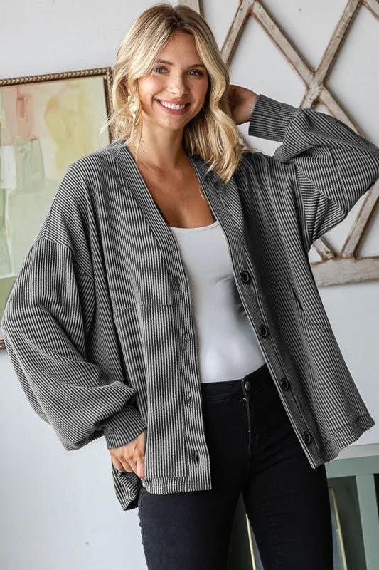 Calming Affects Charcoal Textured Cardigan