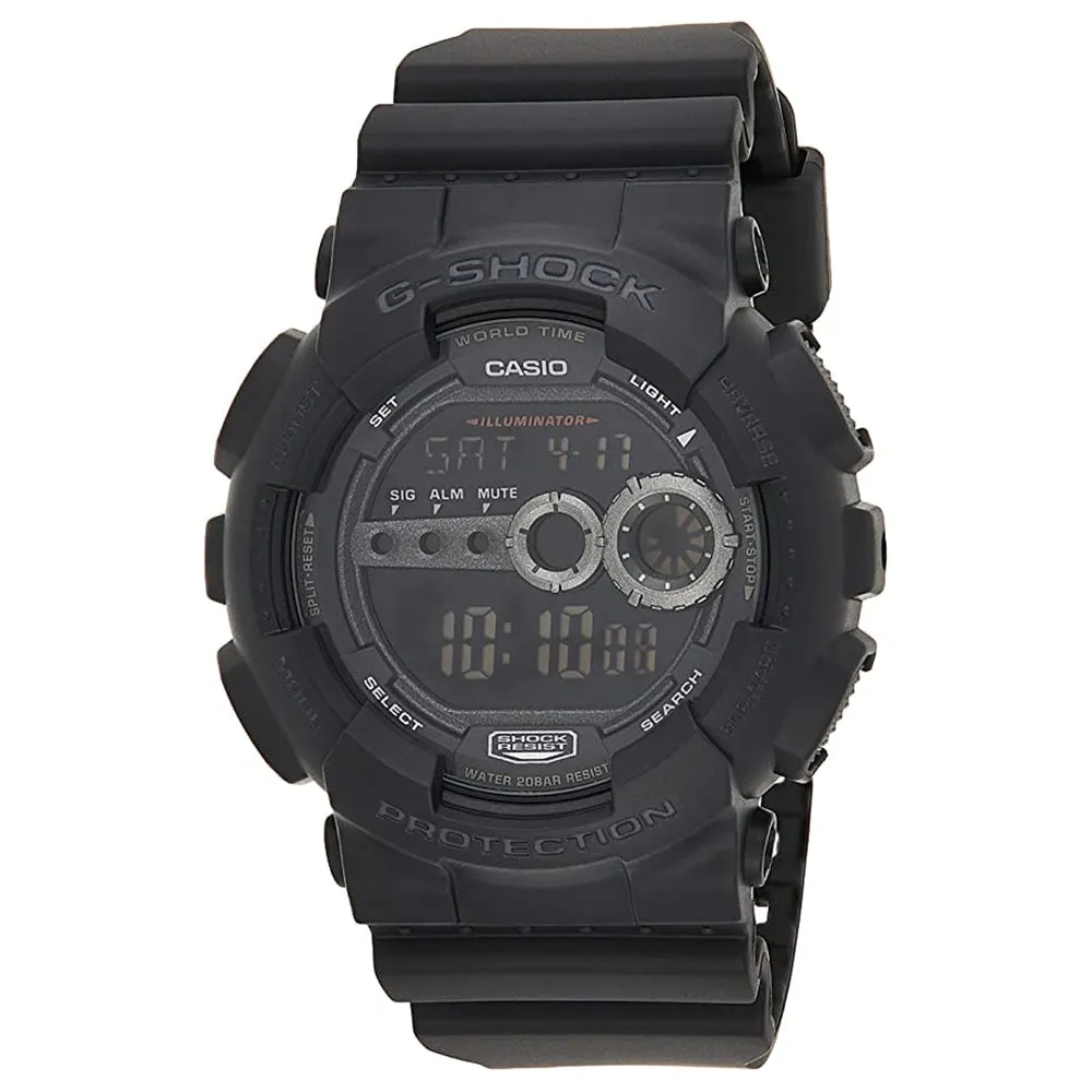 Casio Men's Gray Dial Black Resin Band G-Shock Multi-Functional Digital Quartz Watch - GD-100-1BCR
