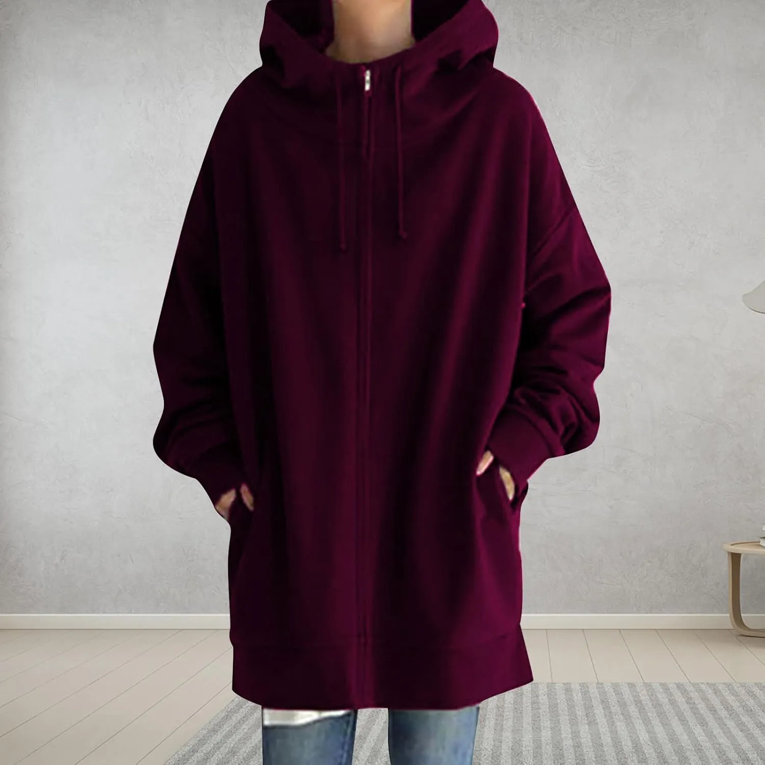 Ceboyel Women Oversized Sweatshirt Loose Fit Full Zip Up Fashion Long Hoodies Trendy Y2K Jackets Winter Outfits Clothes 2023