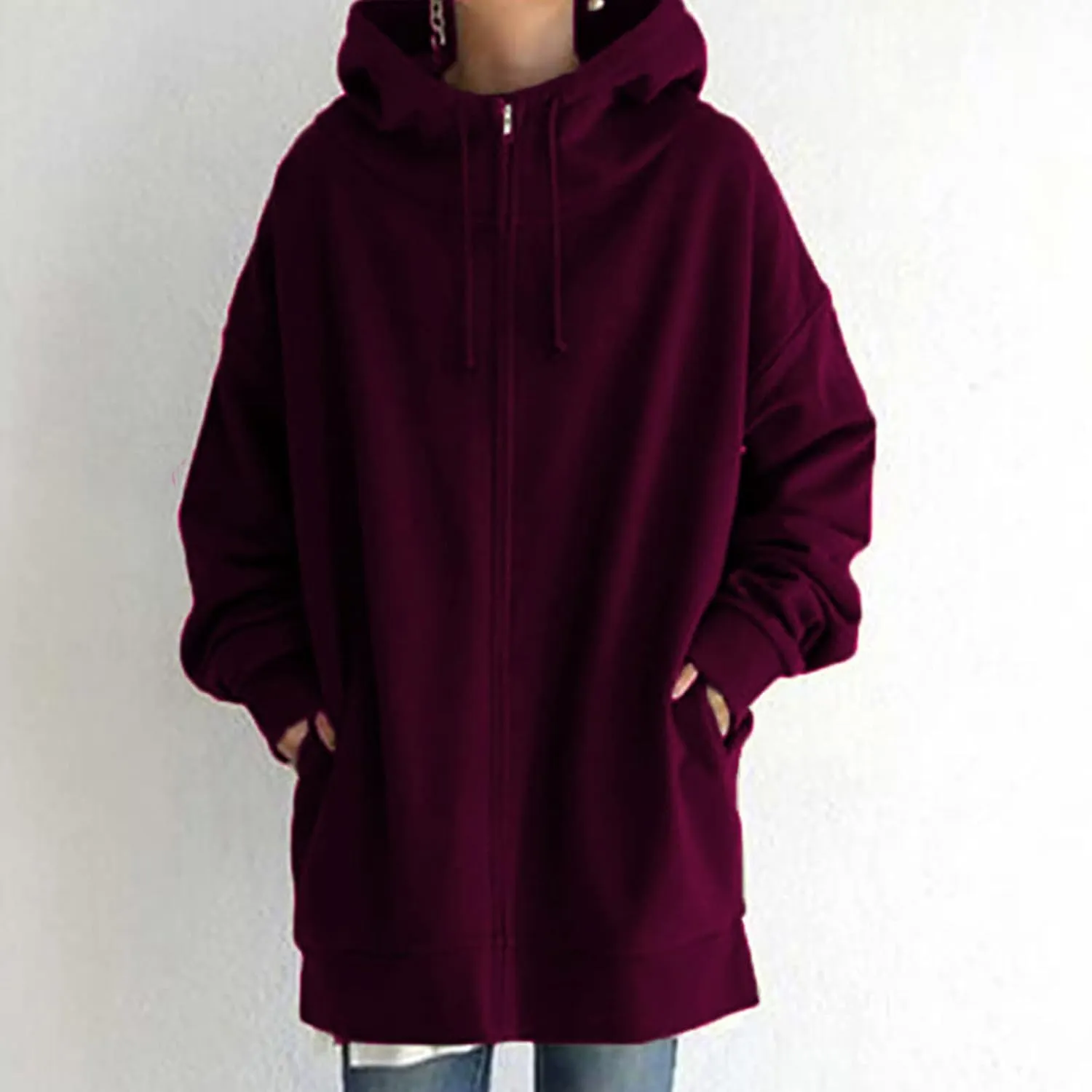 Ceboyel Women Oversized Sweatshirt Loose Fit Full Zip Up Fashion Long Hoodies Trendy Y2K Jackets Winter Outfits Clothes 2023