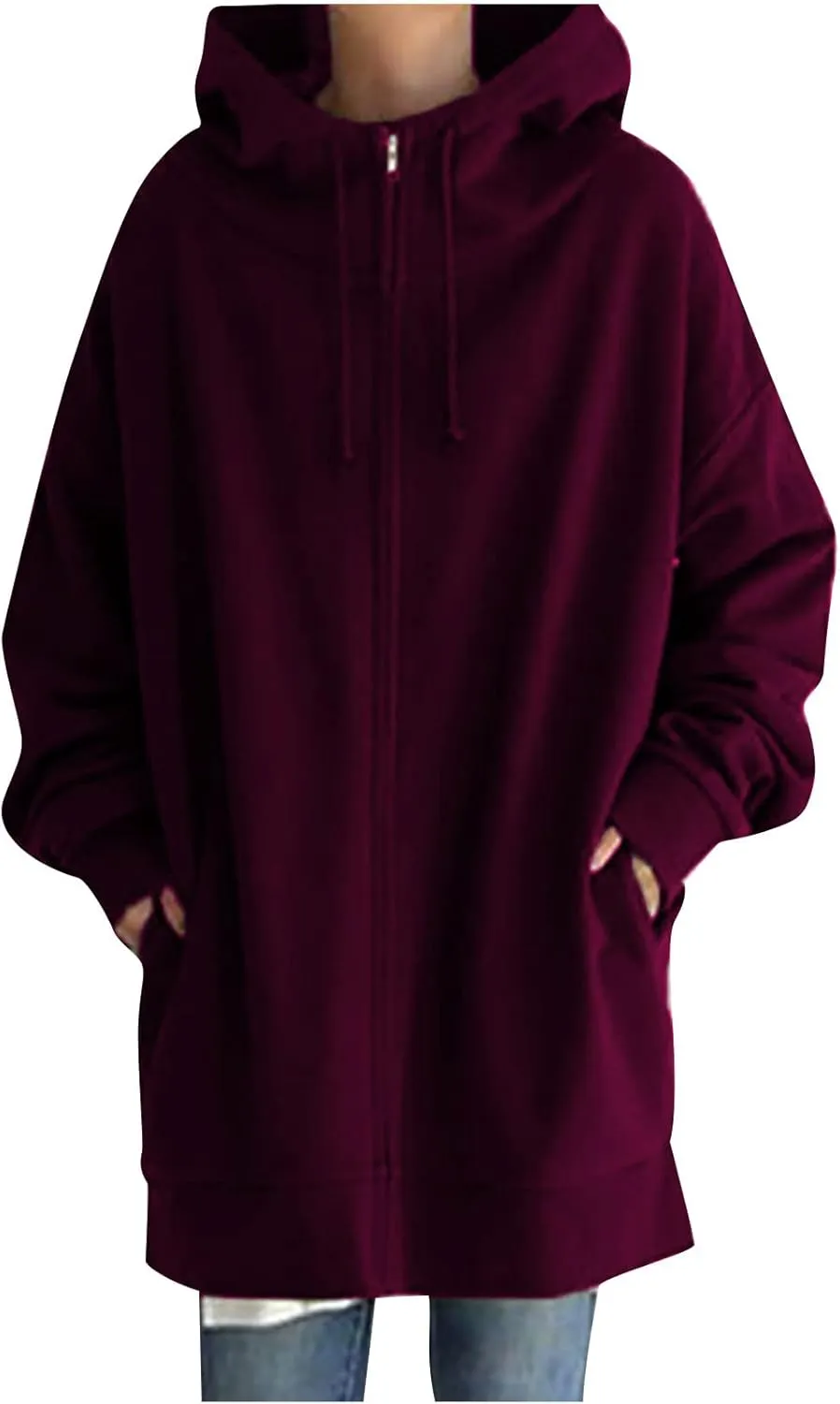 Ceboyel Women Oversized Sweatshirt Loose Fit Full Zip Up Fashion Long Hoodies Trendy Y2K Jackets Winter Outfits Clothes 2023