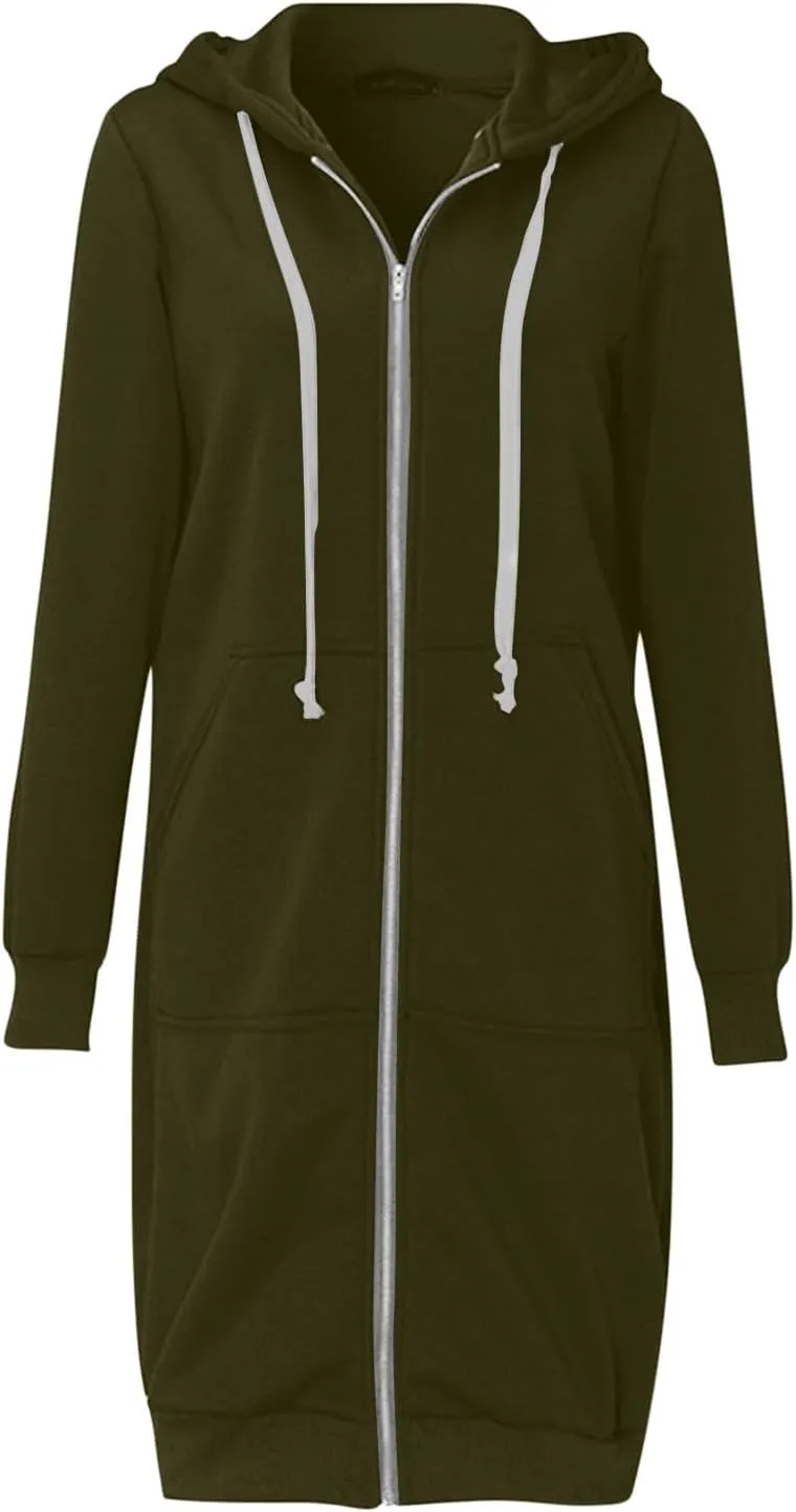 Ceboyel Womens Fall Long Sweatshirts 2023 Long Sleeve Drawstring Hoodies Full Zip Up Jackets Slouchy Fashion Outfits
