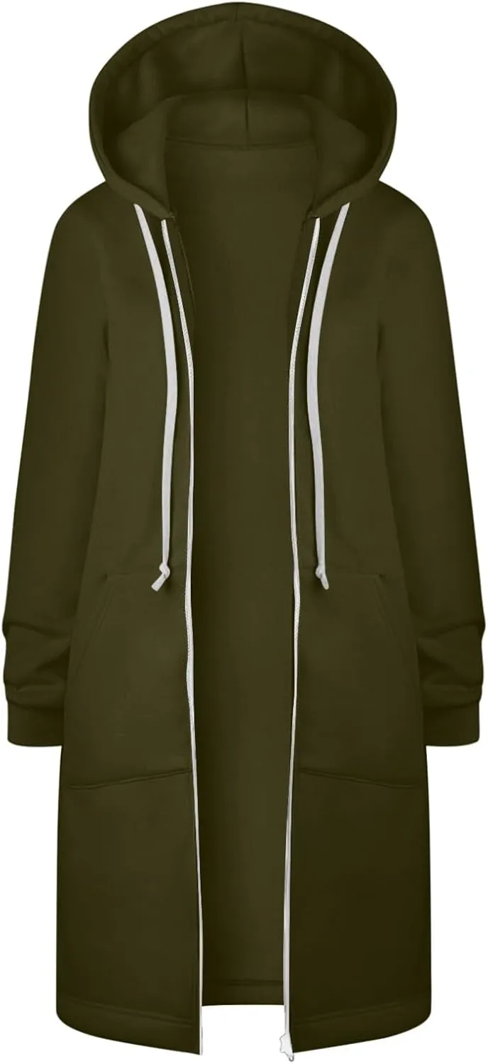 Ceboyel Womens Fall Long Sweatshirts 2023 Long Sleeve Drawstring Hoodies Full Zip Up Jackets Slouchy Fashion Outfits