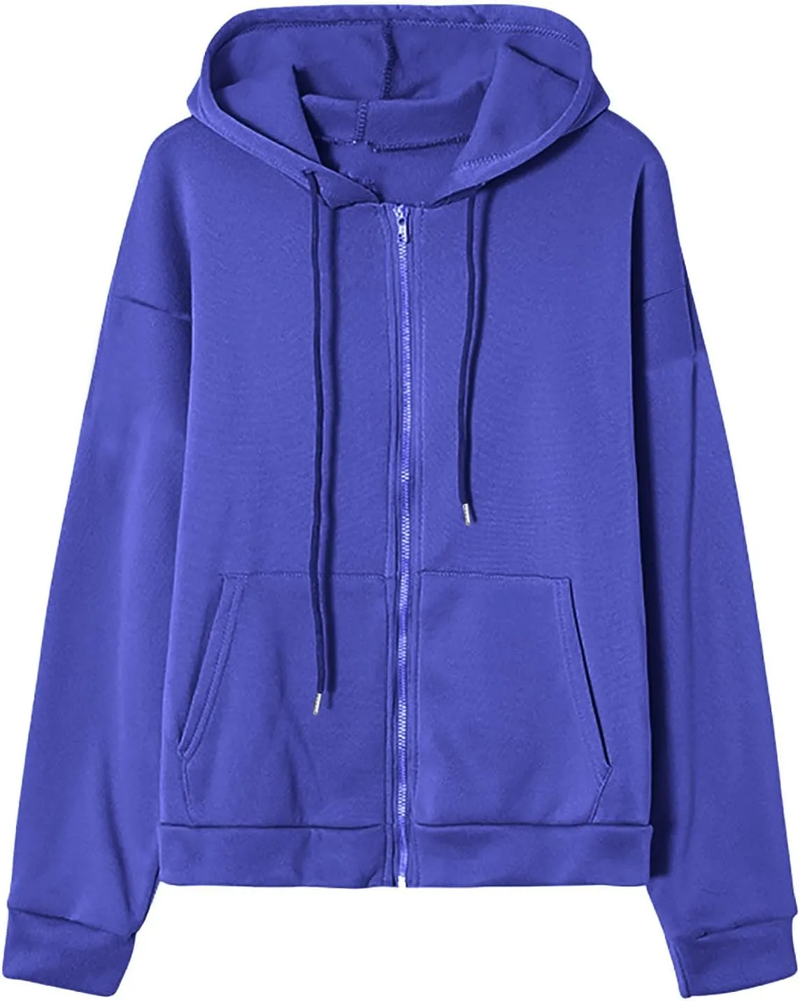 Ceboyel Womens Oversized Hoodie Sweatshirt Full Zip Up Jacket Drawstring Hooded Top Teen Girl Y2k Preppy Clothing with Pocket
