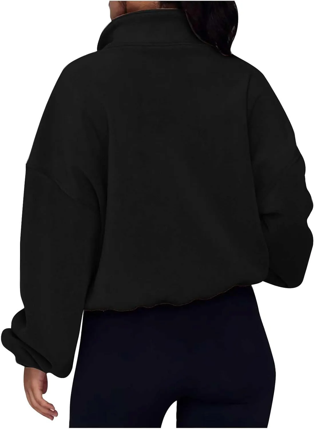 Ceboyel Womens Oversized Sweatshirt 2023 Half Zip Pullover Sweaters Drawstring Cropped Hoodie Trendy Y2K Teen Girls Clothes