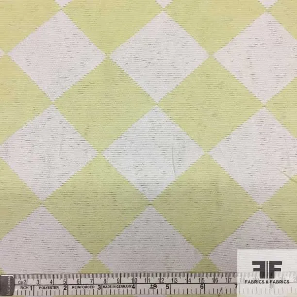 Checkerboard Brocade - White/Citrus