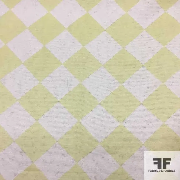 Checkerboard Brocade - White/Citrus