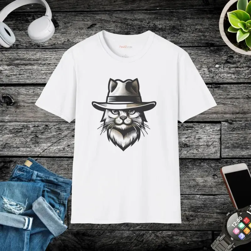 Chic Cat with a Hat Cotton Tee