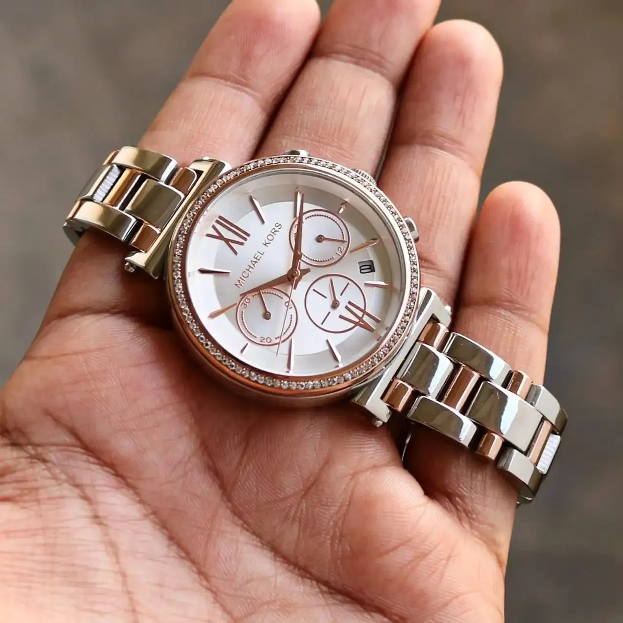 Chosmogragh Watch With Stainless Steel Case And White Dial Dated Multicolor Strap Watch For Women's Design For Girl Or Woman Best Gift Date Watch MK-6558