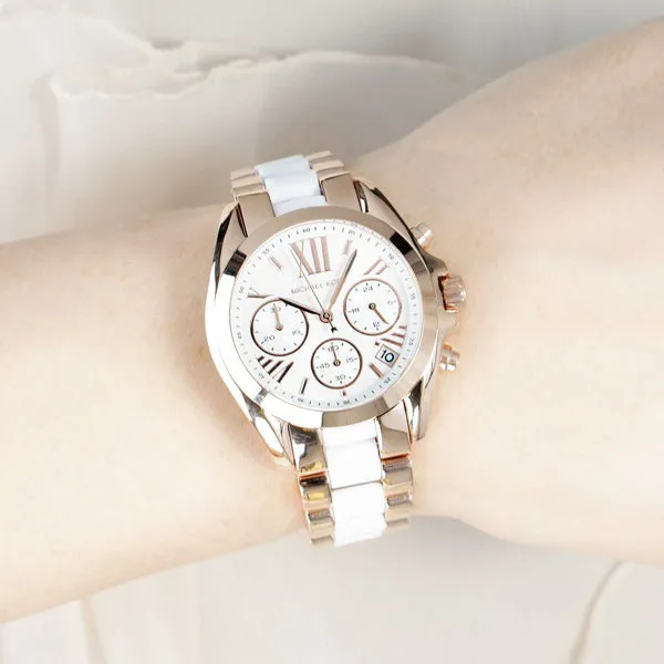 Chosmogragh Watch With Stainless Steel Case And White Dial Dated Multicolor White Strap Watch For Women's Design For Girl Or Woman Best Gift Date Watch MK-6560