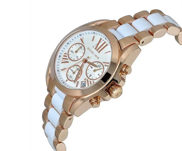 Chosmogragh Watch With Stainless Steel Case And White Dial Dated Multicolor White Strap Watch For Women's Design For Girl Or Woman Best Gift Date Watch MK-6560