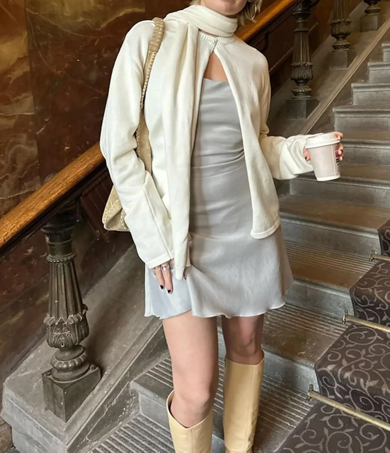 Cioatin Women Y2K One Button Up Open Front Knit Sweater Cardigan Crew Neck Long Sleeve Pullover Shirts Going Out Outfits