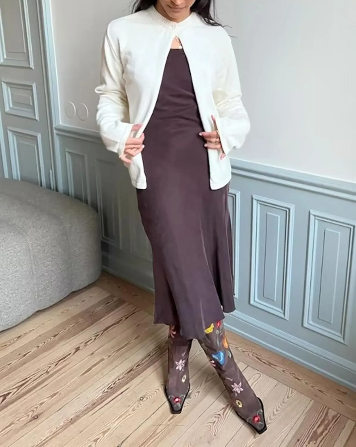 Cioatin Women Y2K One Button Up Open Front Knit Sweater Cardigan Crew Neck Long Sleeve Pullover Shirts Going Out Outfits