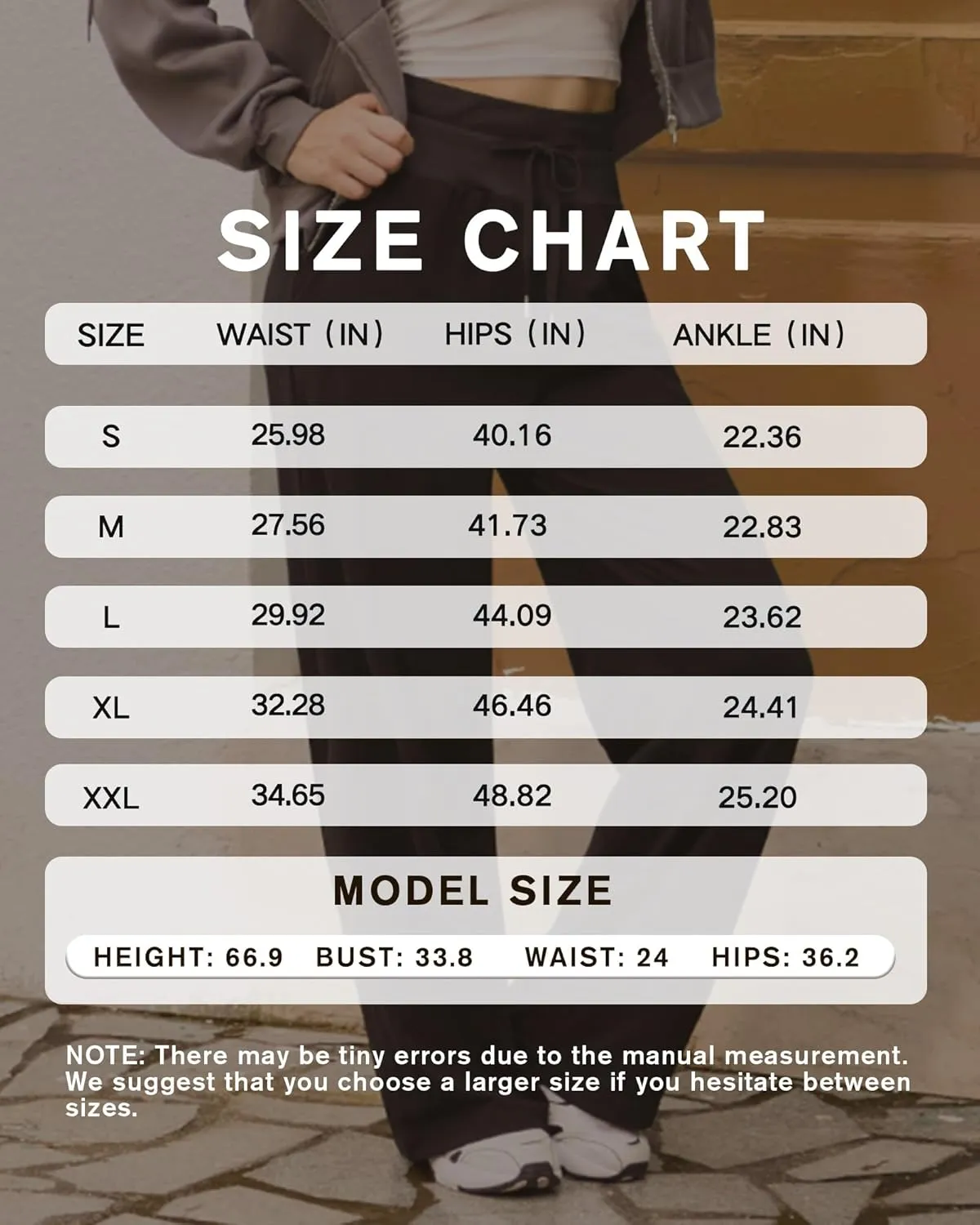 CLOZOZ Wide Leg Casual Pants for Women Trouser Pants Elastic Palazzo Pants with Adjustable Drawstring
