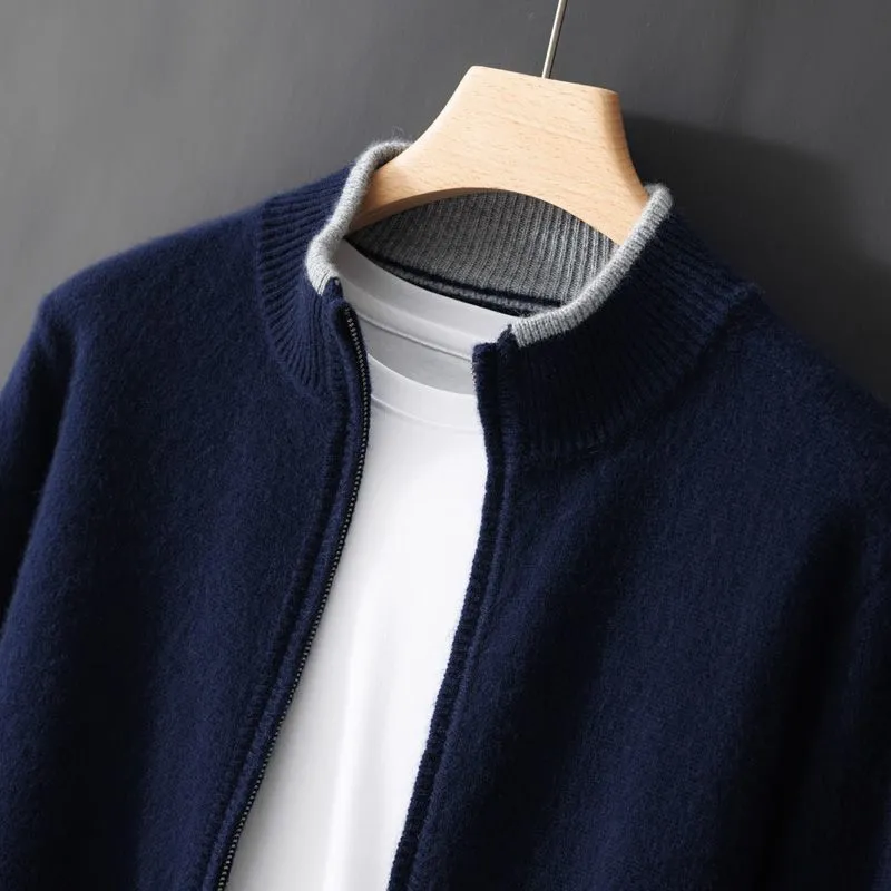 Color-Block Zipper Cardigan