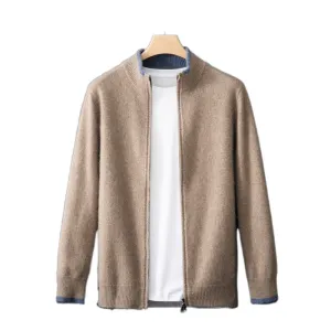 Color-Block Zipper Cardigan