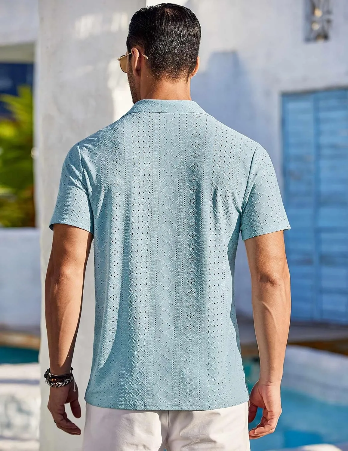 COOFANDY Mens Beach Shirt Short Sleeve Button Down Shirts Casual Cuban Collared Summer Vacation Tropical Shirts