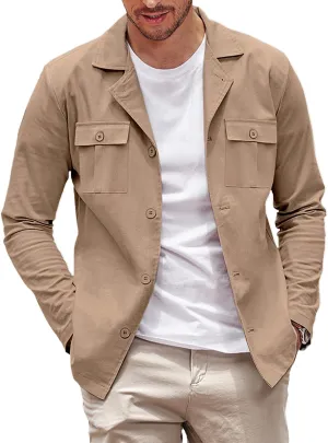 COOFANDY Men's Casual Shirt Jacket Long Sleeve Button Down Overshirt Lightweight Shacket with Pockets