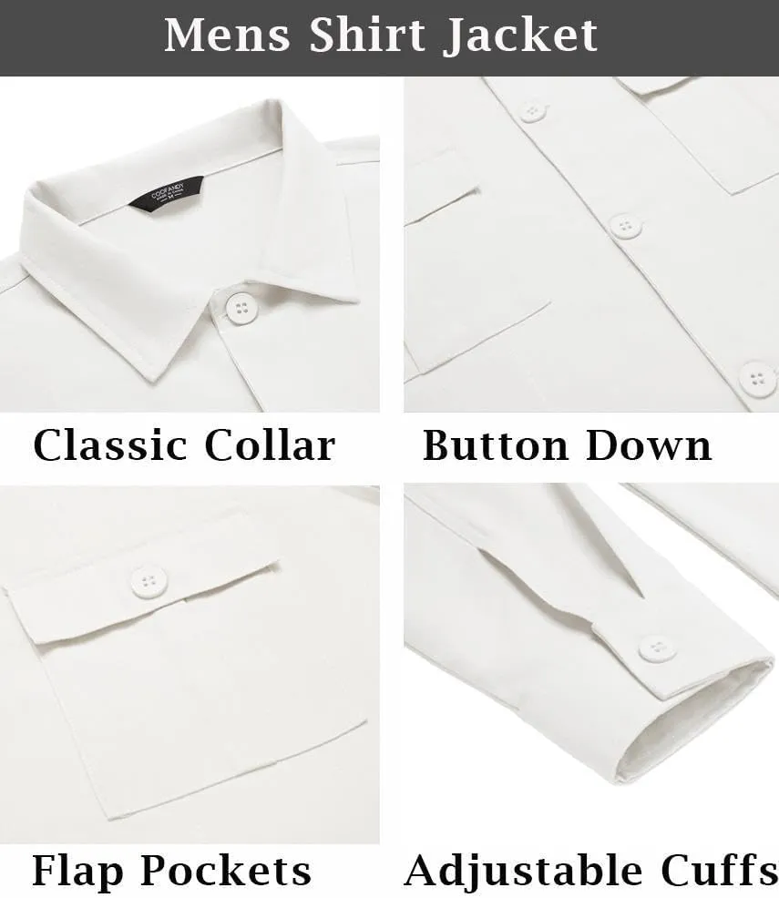 COOFANDY Men's Casual Shirt Jacket Long Sleeve Button Down Overshirt Lightweight Shacket with Pockets