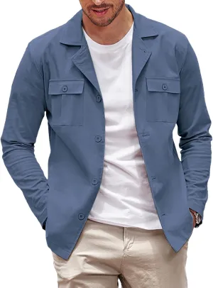 COOFANDY Men's Casual Shirt Jacket Long Sleeve Button Down Overshirt Lightweight Shacket with Pockets