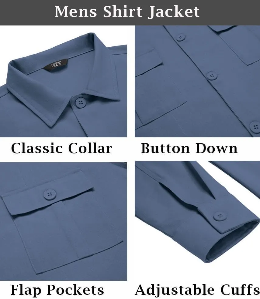COOFANDY Men's Casual Shirt Jacket Long Sleeve Button Down Overshirt Lightweight Shacket with Pockets