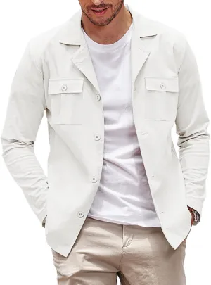 COOFANDY Men's Casual Shirt Jacket Long Sleeve Button Down Overshirt Lightweight Shacket with Pockets