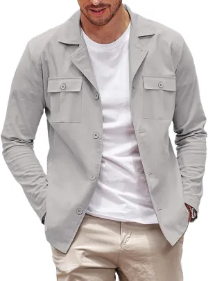 COOFANDY Men's Casual Shirt Jacket Long Sleeve Button Down Overshirt Lightweight Shacket with Pockets