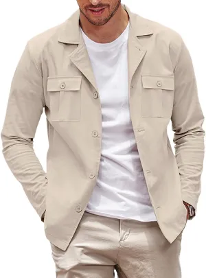 COOFANDY Men's Casual Shirt Jacket Long Sleeve Button Down Overshirt Lightweight Shacket with Pockets