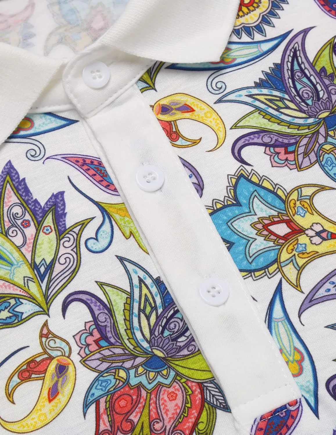 COOFANDY Mens Casual Short Sleeve Polo Shirts Slim Fit Paisley Polo T Shirts Floral Print Shirt