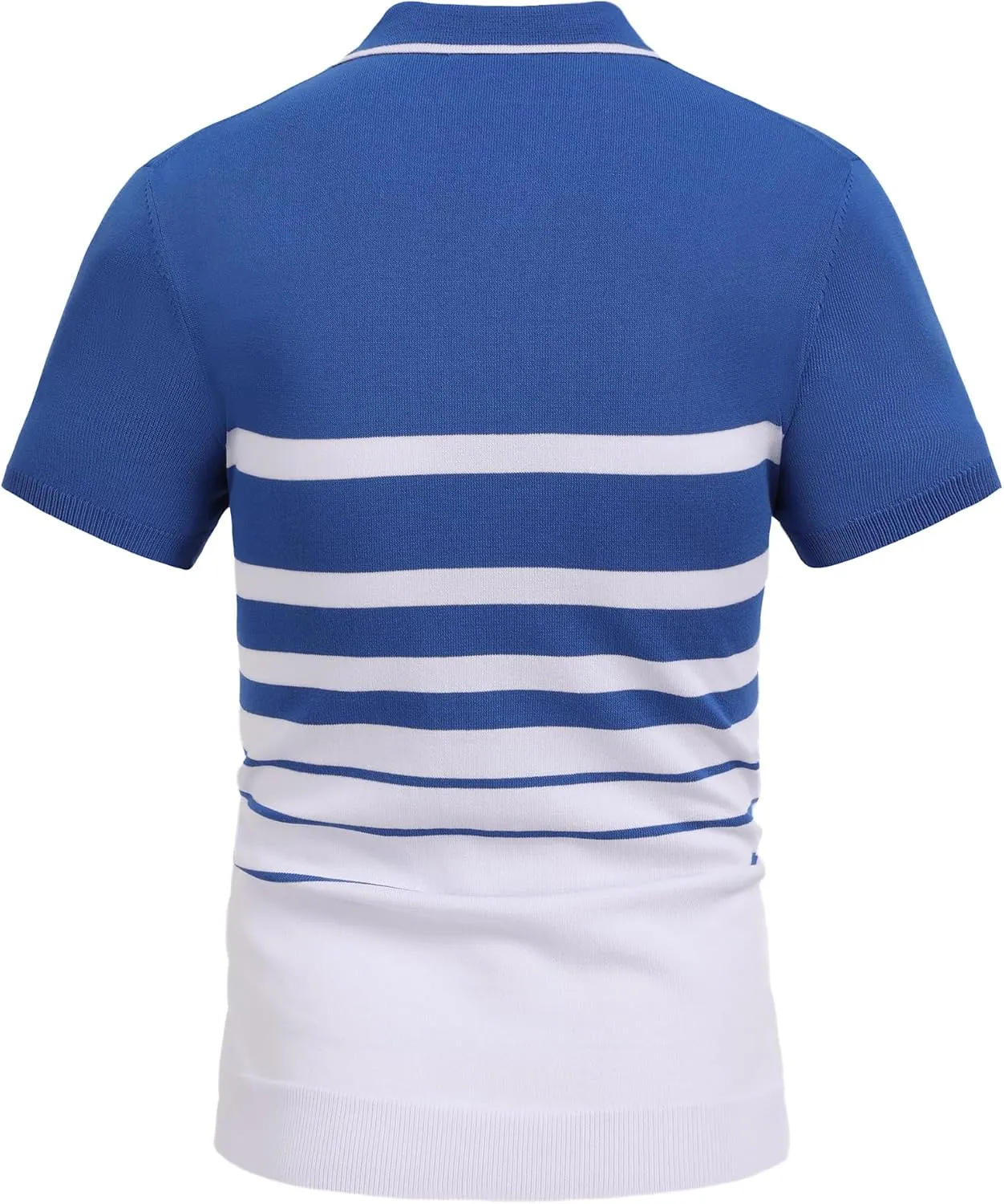 COOFANDY Men's Knit Polo Shirts Short Sleeve Striped Golf Polo Shirts Lightweight Casual Collared T Shirt