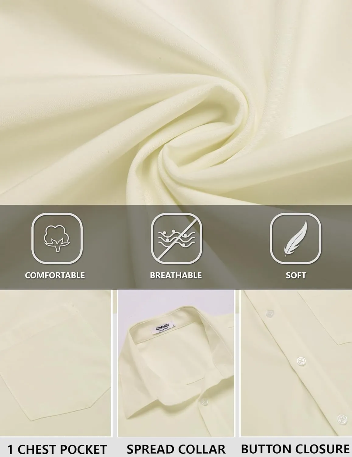 COOFANDY Men's Linen Long Sleeve Shirts Casual Button Down Untucked Shirt Vacation Wedding Shirts with Pocket