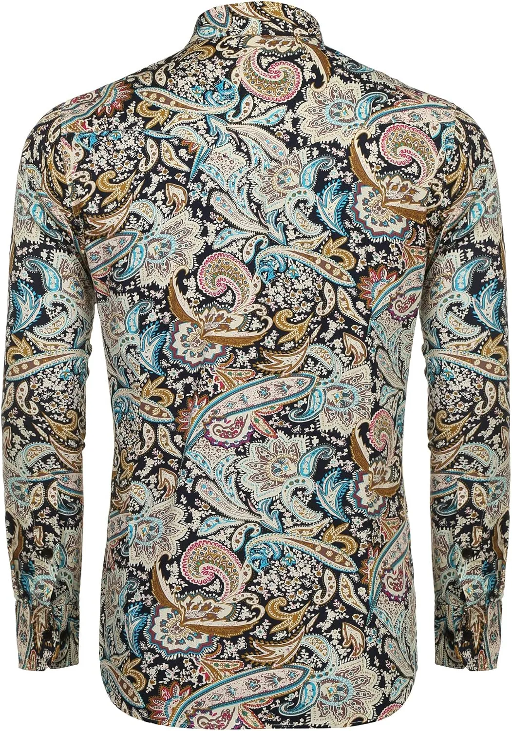 COOFANDY Mens Paisley Printed Shirts Casual Long Sleeve Button Down Shirts Floral Dress Shirt with Pockets