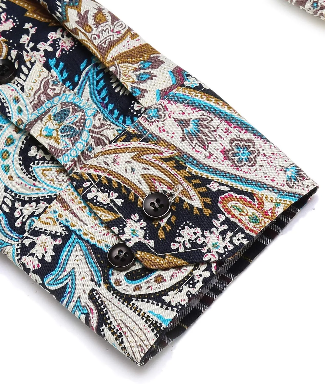 COOFANDY Mens Paisley Printed Shirts Casual Long Sleeve Button Down Shirts Floral Dress Shirt with Pockets