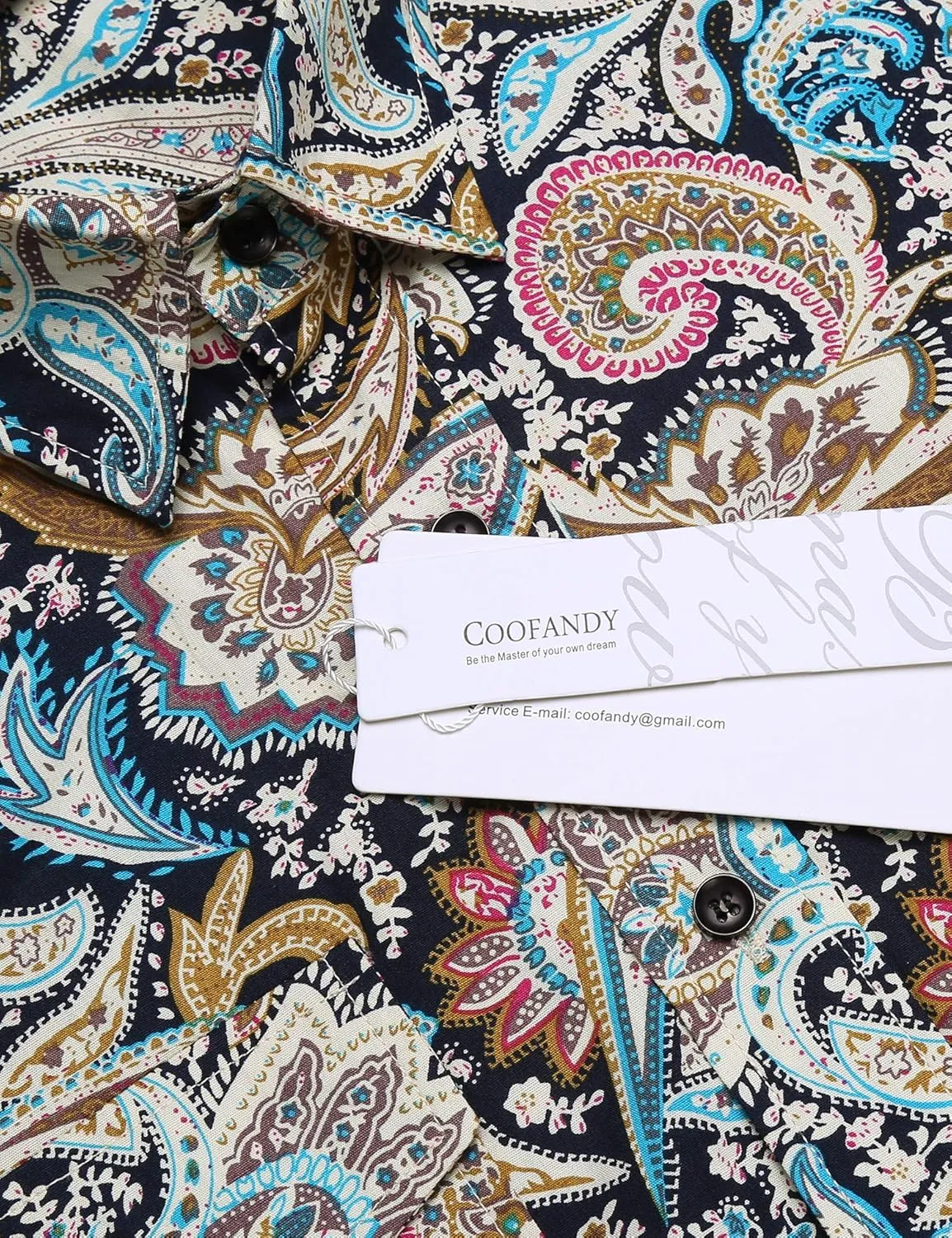 COOFANDY Mens Paisley Printed Shirts Casual Long Sleeve Button Down Shirts Floral Dress Shirt with Pockets
