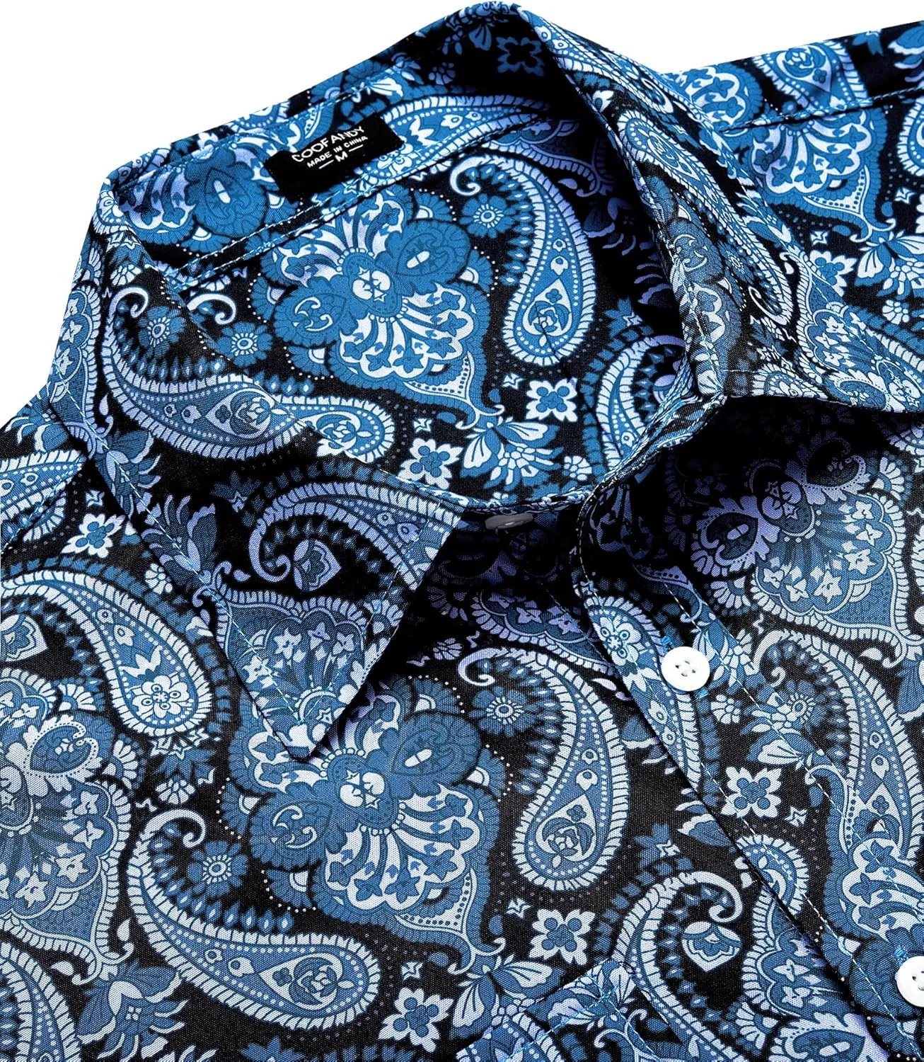 COOFANDY Mens Paisley Printed Shirts Casual Long Sleeve Button Down Shirts Floral Dress Shirt with Pockets