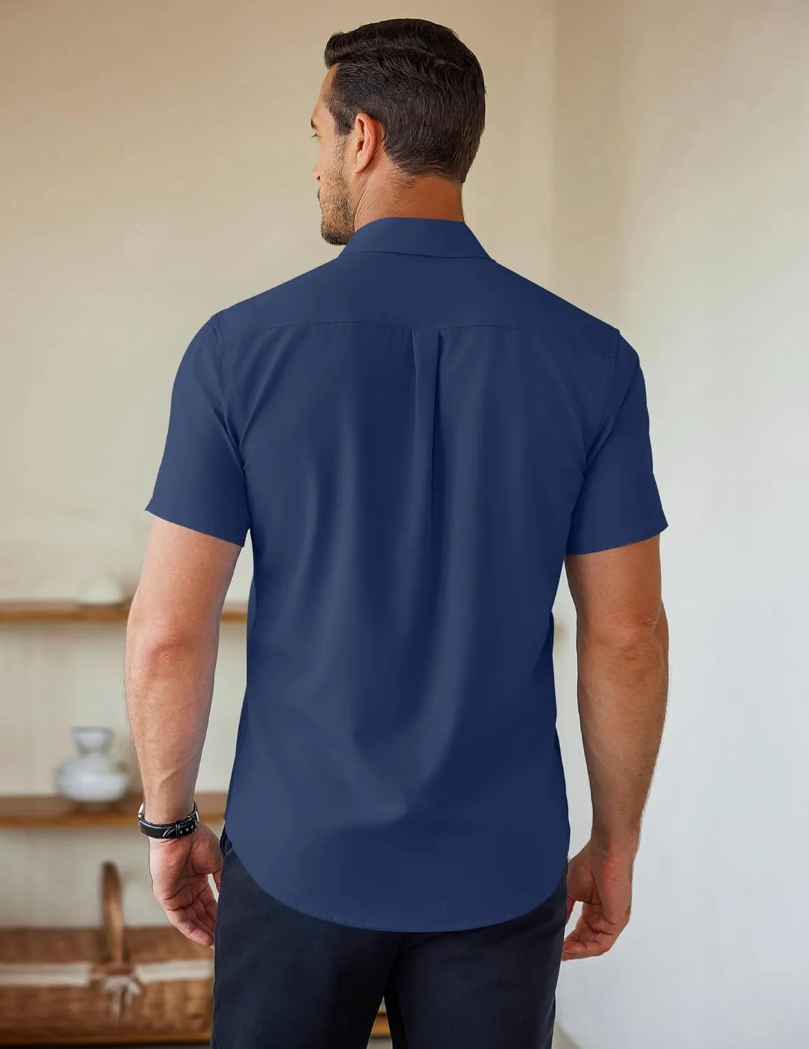 COOFANDY Men's Short Sleeve Button Down Shirts Casual Summer Untucked Wrinkle Free Dress Shirts with Pocket