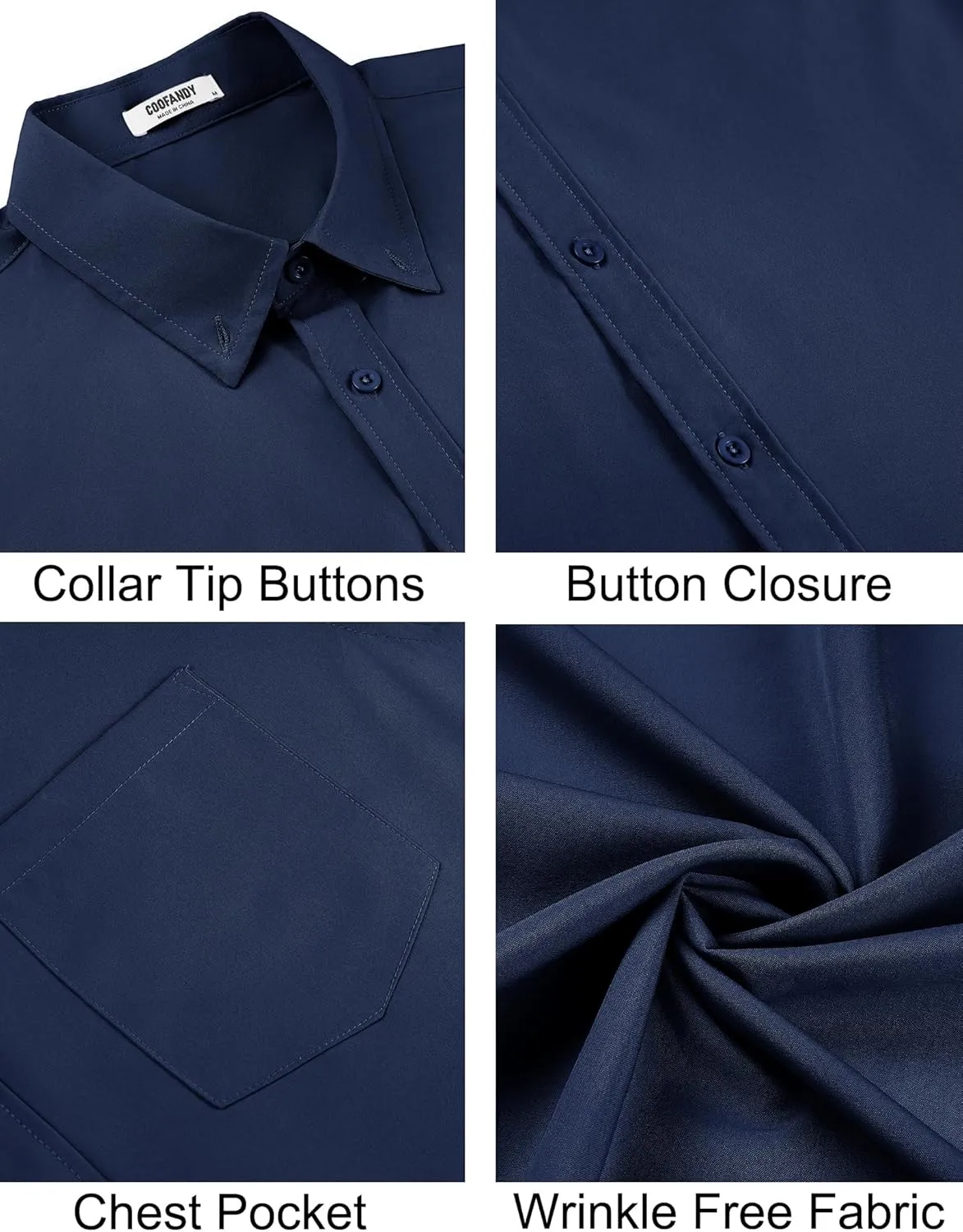 COOFANDY Men's Short Sleeve Button Down Shirts Casual Summer Untucked Wrinkle Free Dress Shirts with Pocket