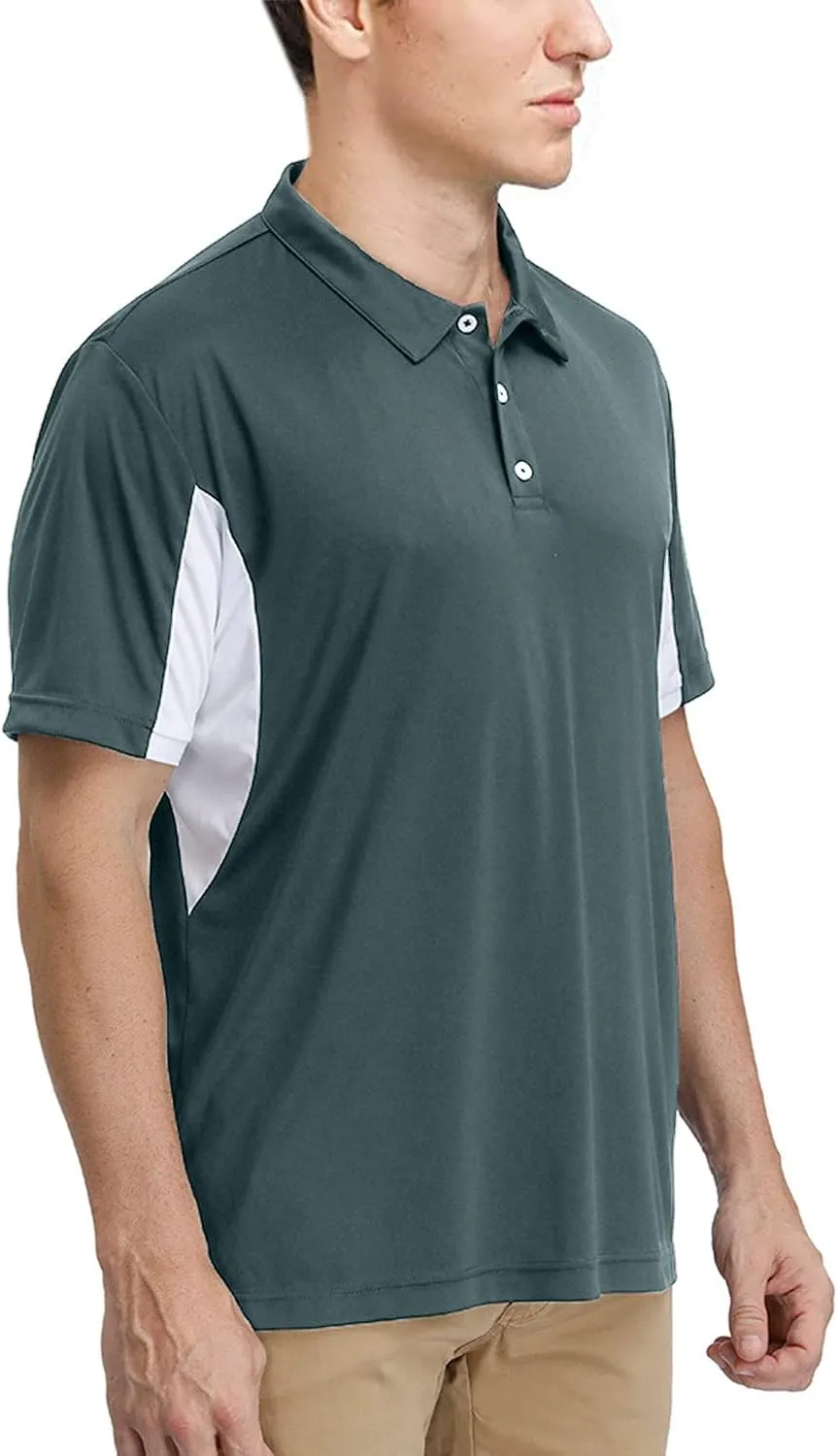 Corna Men's Short Sleeve Polo Shirts L-5XL, UPF 50  Moisture Wicking Casual Performance Dry Fit Golf Shirts