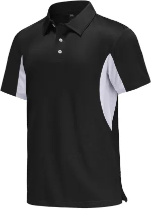 Corna Men's Short Sleeve Polo Shirts L-5XL, UPF 50  Moisture Wicking Casual Performance Dry Fit Golf Shirts