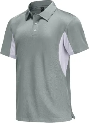 Corna Men's Short Sleeve Polo Shirts L-5XL, UPF 50  Moisture Wicking Casual Performance Dry Fit Golf Shirts